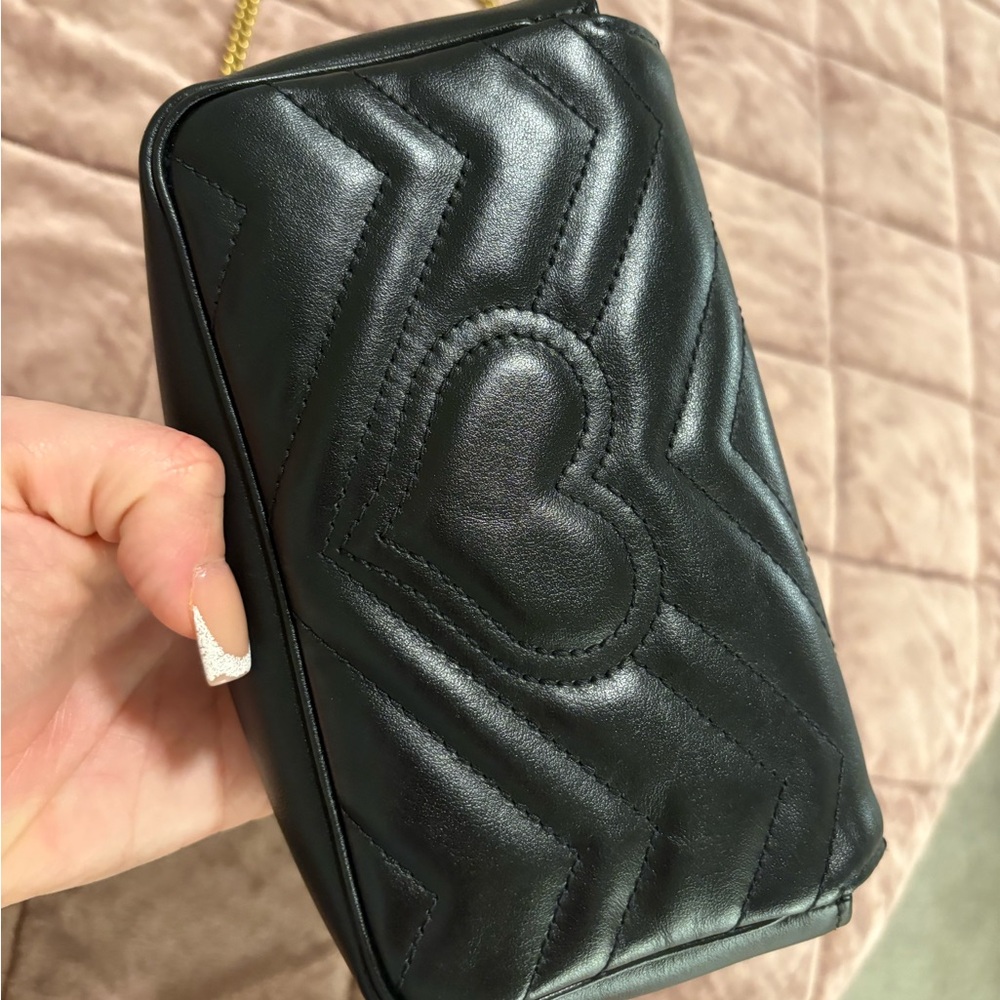 Gucci Black Leather Mini Bag with Gold Chain - Picture 5 of 6